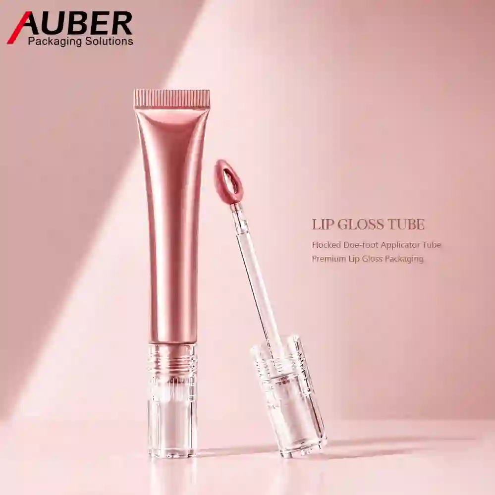 Auber lip gloss tube with flocked applicator